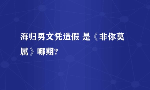 海归男文凭造假 是《非你莫属》哪期?