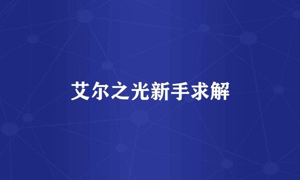 艾尔之光新手求解