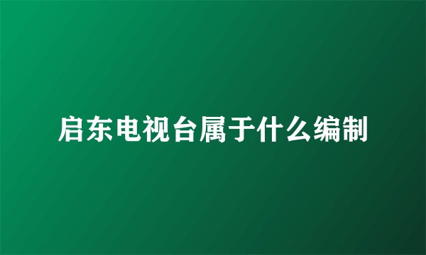 启东电视台属于什么编制