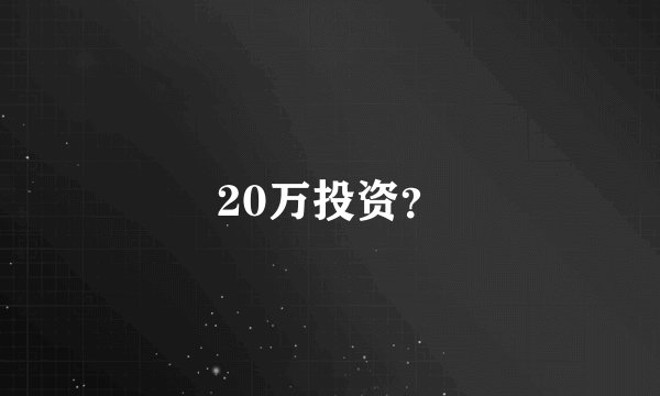 20万投资？