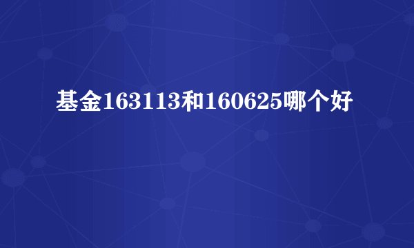 基金163113和160625哪个好