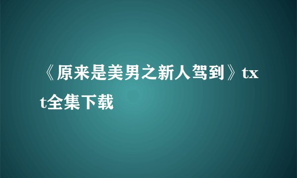 《原来是美男之新人驾到》txt全集下载