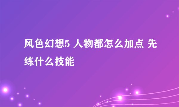风色幻想5 人物都怎么加点 先练什么技能