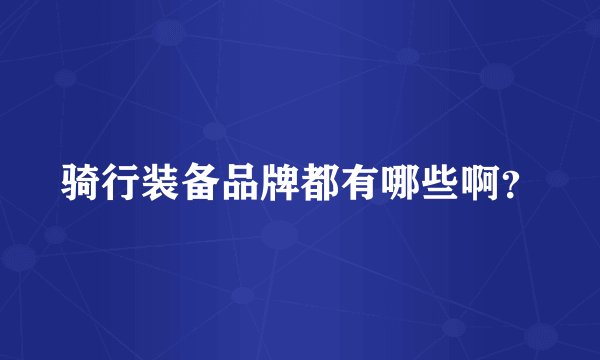 骑行装备品牌都有哪些啊?
