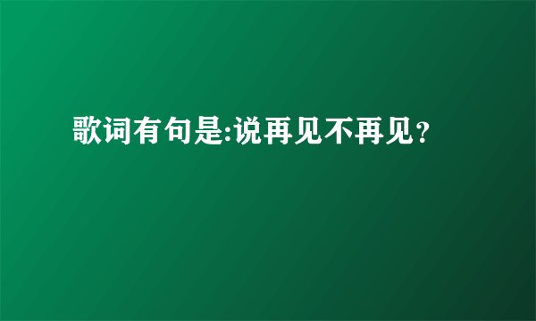 歌词有句是:说再见不再见？
