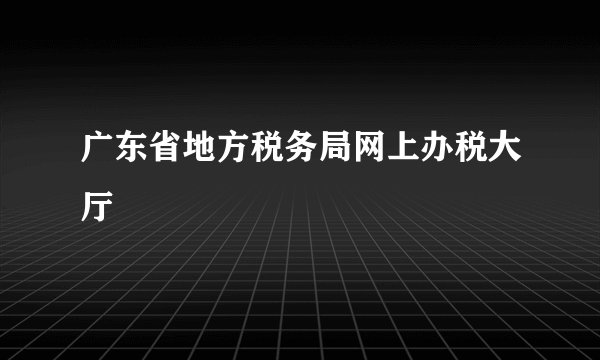 广东省地方税务局网上办税大厅
