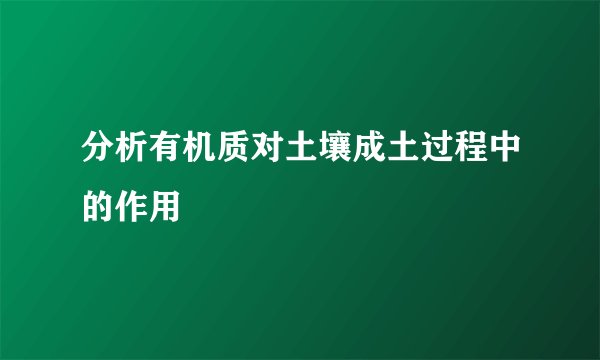 分析有机质对土壤成土过程中的作用