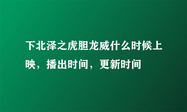 下北泽之虎胆龙威什么时候上映，播出时间，更新时间