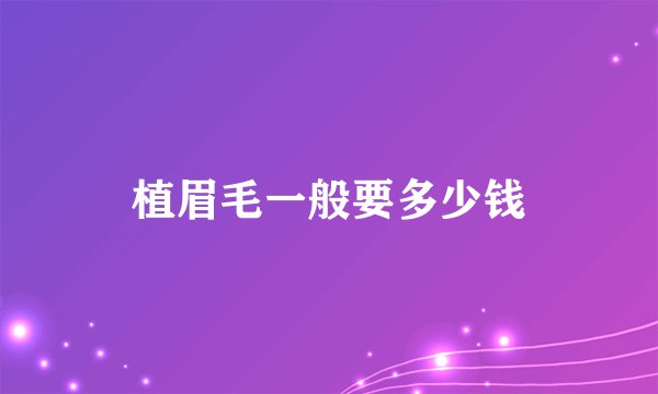 植眉毛一般要多少钱