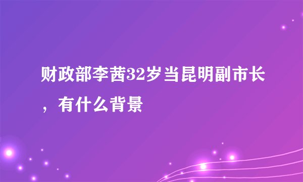 财政部李茜32岁当昆明副市长，有什么背景