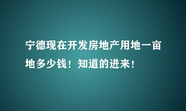 宁德现在开发房地产用地一亩地多少钱!知道的进来!