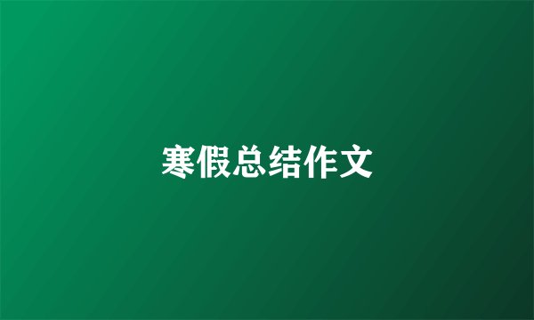 寒假总结作文