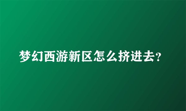 梦幻西游新区怎么挤进去？
