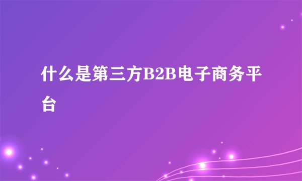 什么是第三方B2B电子商务平台