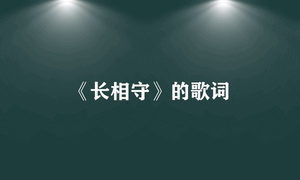 《长相守》的歌词