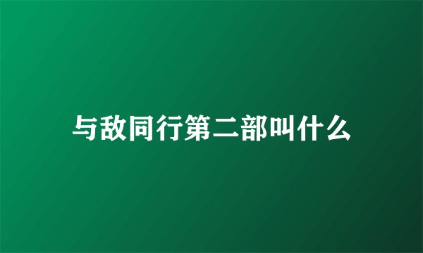 与敌同行第二部叫什么
