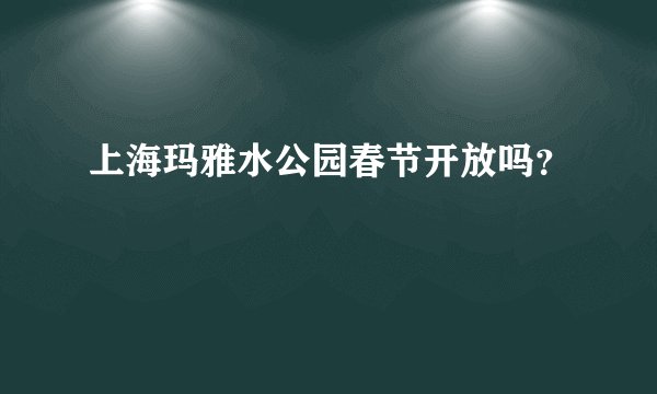 上海玛雅水公园春节开放吗?