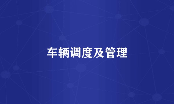 车辆调度及管理