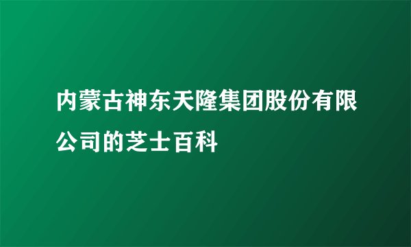内蒙古神东天隆集团股份有限公司的芝士百科