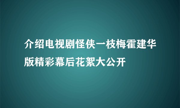 介绍电视剧怪侠一枝梅霍建华版精彩幕后花絮大公开