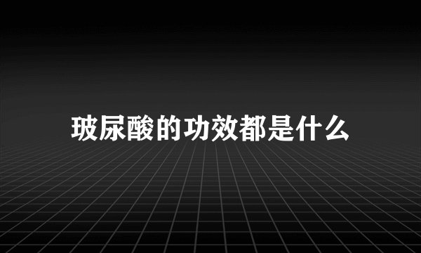 玻尿酸的功效都是什么