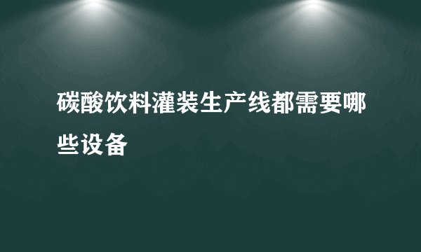 碳酸饮料灌装生产线都需要哪些设备