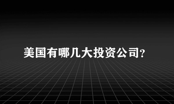 美国有哪几大投资公司？