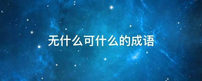 无什么可什么的成语