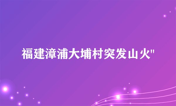 福建漳浦大埔村突发山火