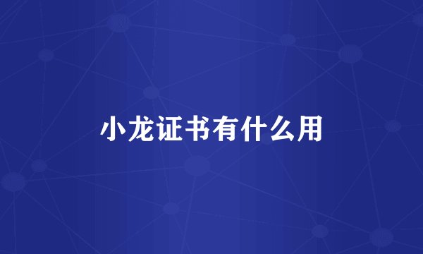 小龙证书有什么用