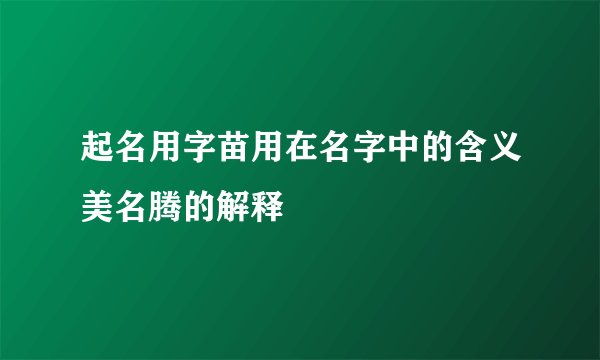 起名用字苗用在名字中的含义美名腾的解释