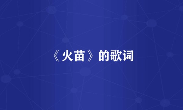 《火苗》的歌词