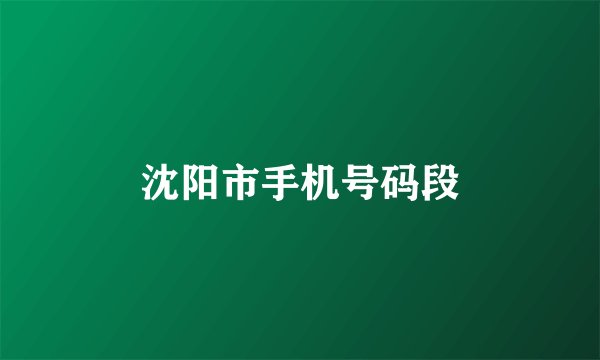 沈阳市手机号码段