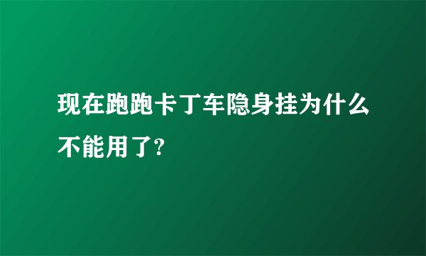 现在跑跑卡丁车隐身挂为什么不能用了?