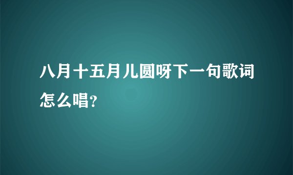 八月十五月儿圆呀下一句歌词怎么唱？