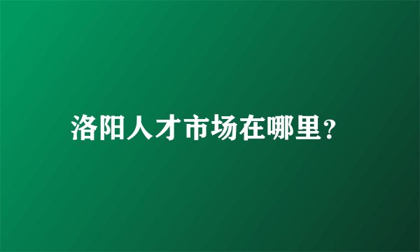 洛阳人才市场在哪里？