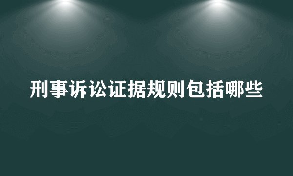 刑事诉讼证据规则包括哪些