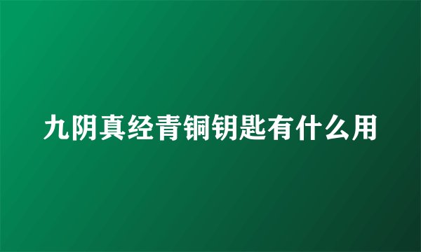 九阴真经青铜钥匙有什么用