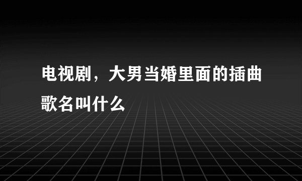 电视剧，大男当婚里面的插曲歌名叫什么