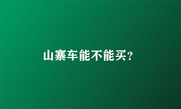 山寨车能不能买?