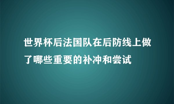 世界杯后法国队在后防线上做了哪些重要的补冲和尝试