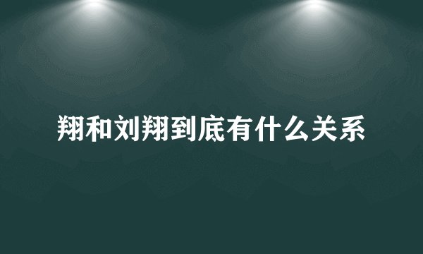 翔和刘翔到底有什么关系
