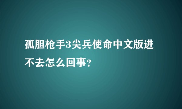 孤胆枪手3尖兵使命中文版进不去怎么回事？