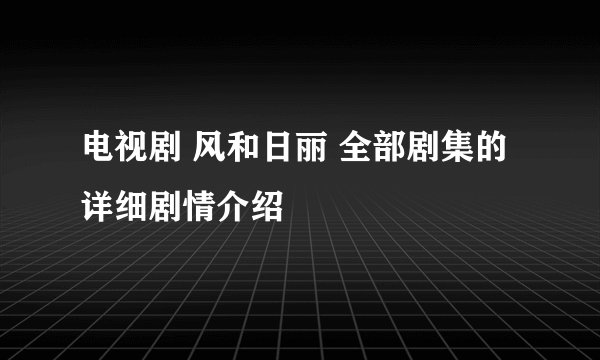 电视剧 风和日丽 全部剧集的详细剧情介绍