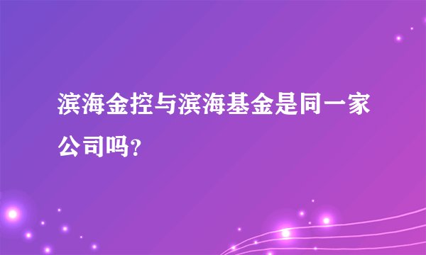 滨海金控与滨海基金是同一家公司吗？