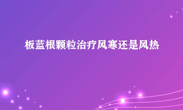 板蓝根颗粒治疗风寒还是风热