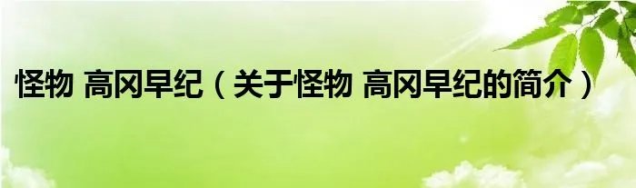 怪物 高冈早纪（关于怪物 高冈早纪的简介）