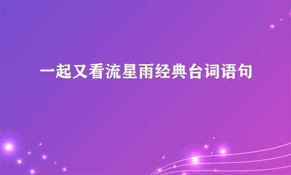 一起又看流星雨经典台词语句