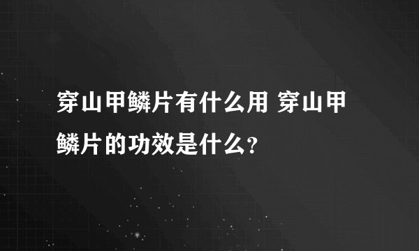 穿山甲鳞片有什么用 穿山甲鳞片的功效是什么？