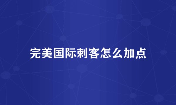 完美国际刺客怎么加点